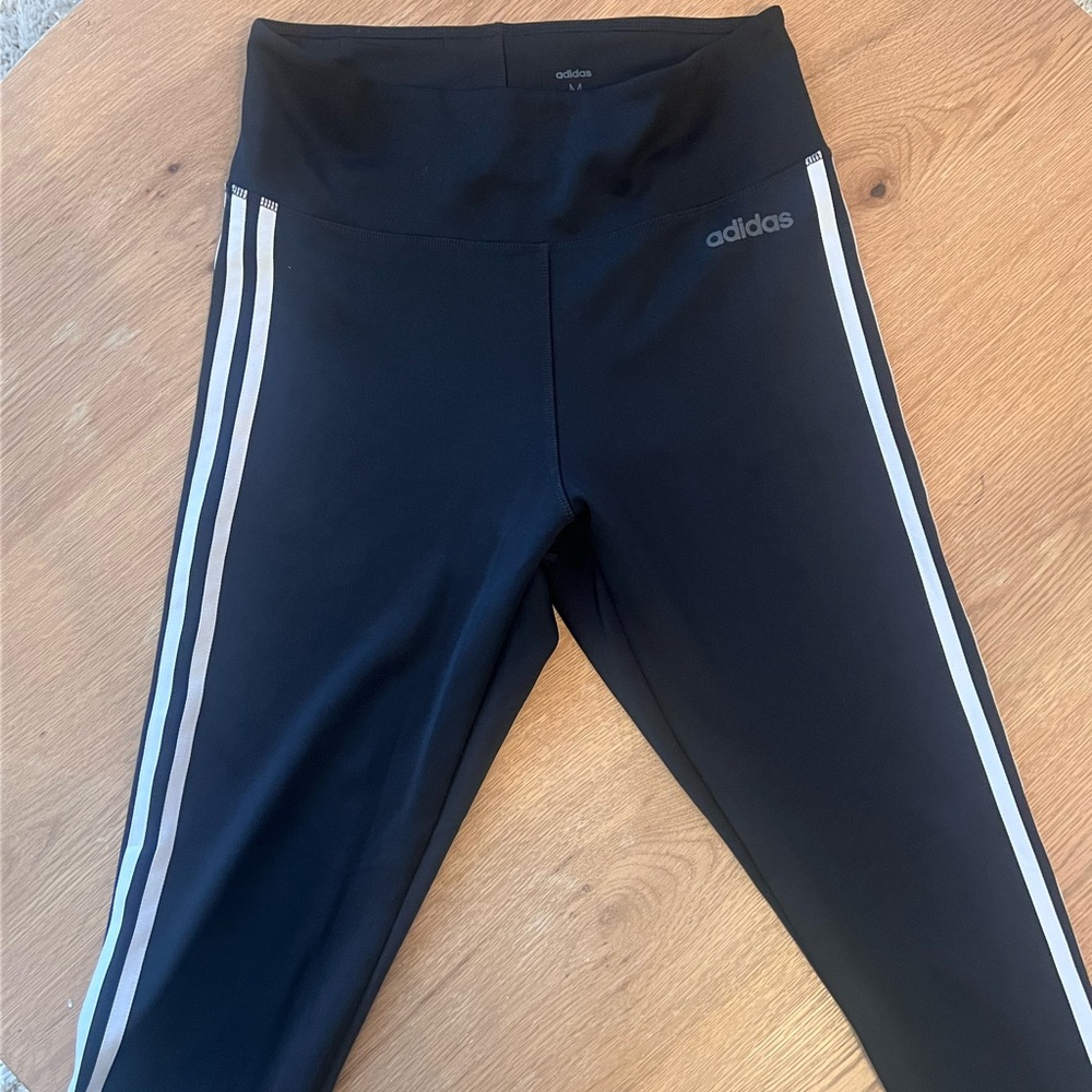 Adidas Kids Black Leggings with White Stripes